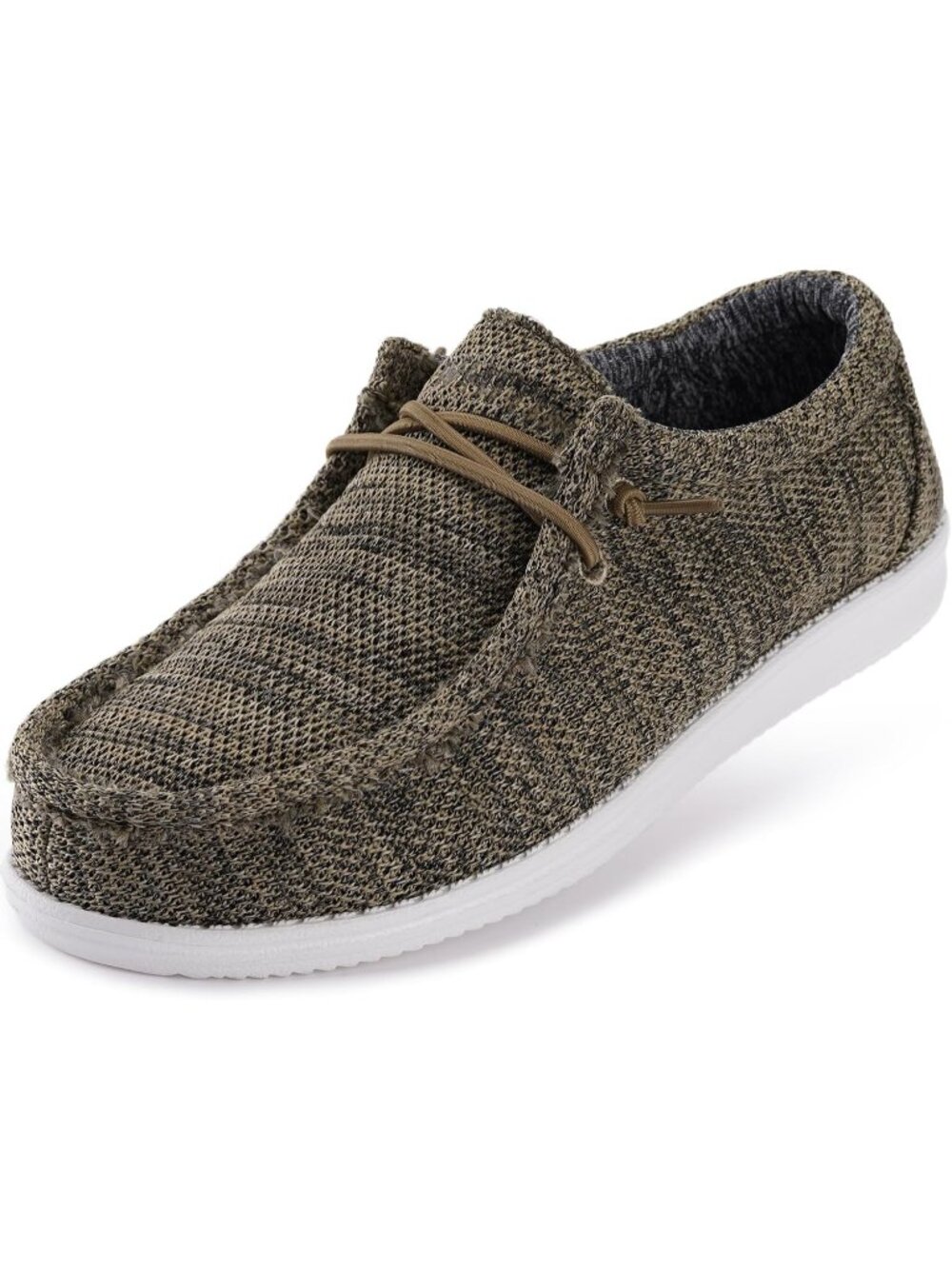 Whitin Men's Brown Moc Toe Breezy Stretch Knit Slip On Moccasin Loafers